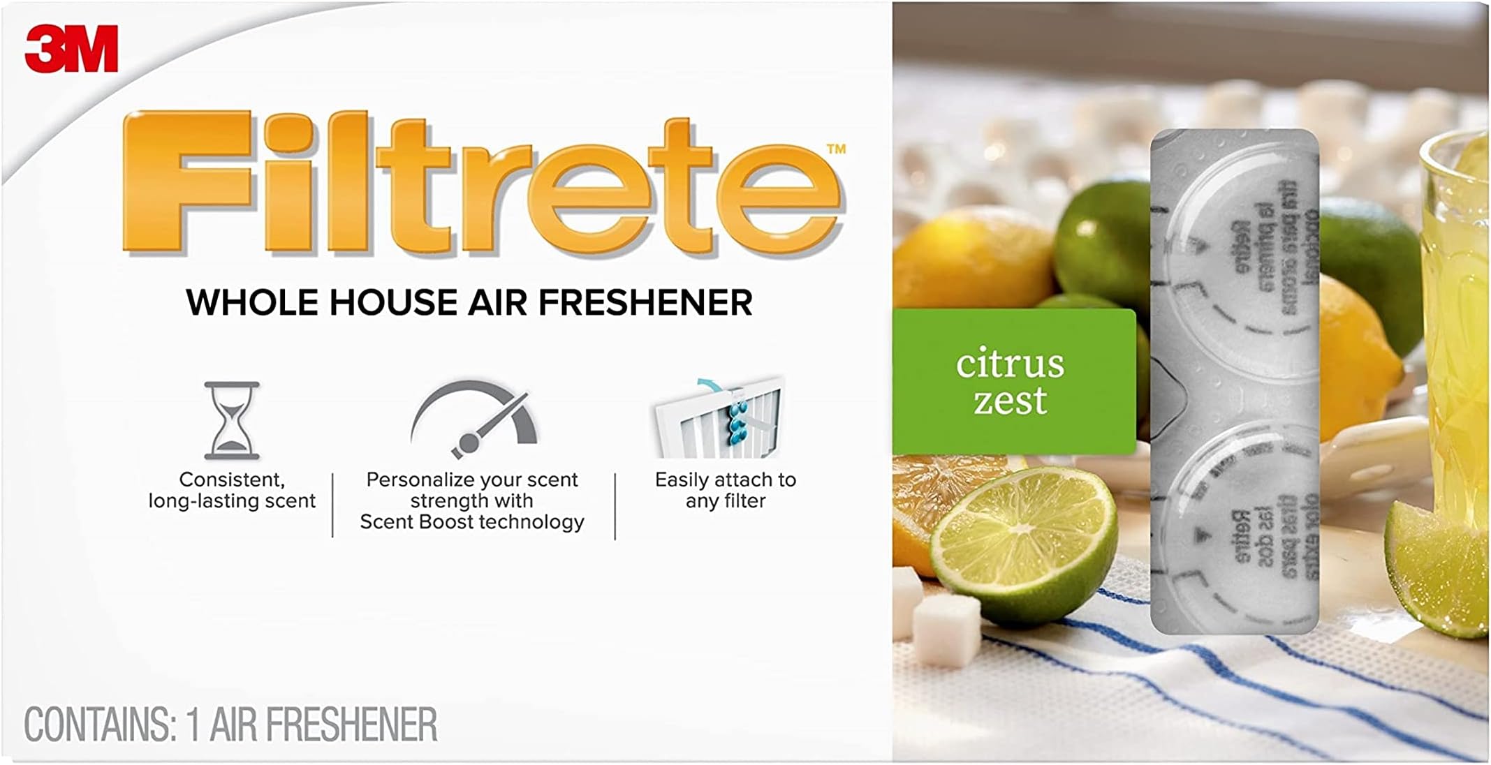 Filtrete Whole House Air Freshener for AC Furnace Air Filter, Citrus Zest