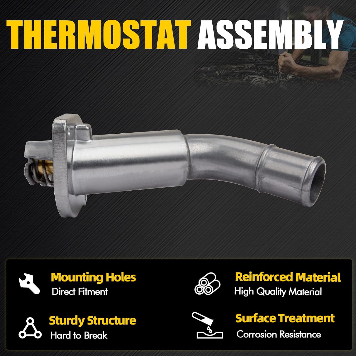 Thermostat Housing Assembly Compatible with 2002-2009 Trailblazer Envoy 9-7 Rainier Ascender Bravada 4.2L