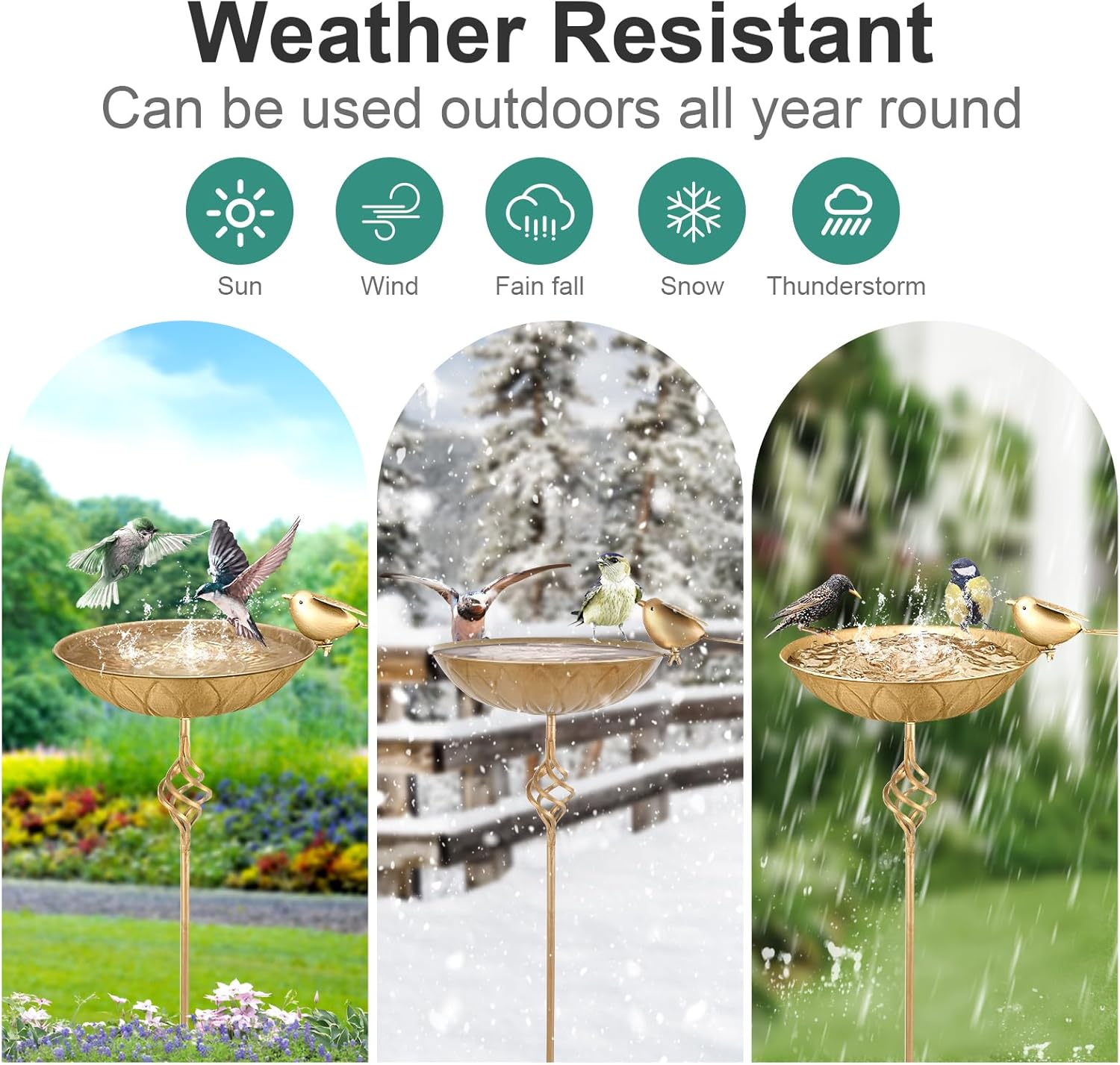 Bird Bath for Outside,Metal Birds Bath Bowl for Outdoors,27.6" H Bird Feeder & Water Feeders with 5 Prongs Base Stake,Vintage Free Standing Garden Patio Lawn Yard Decor