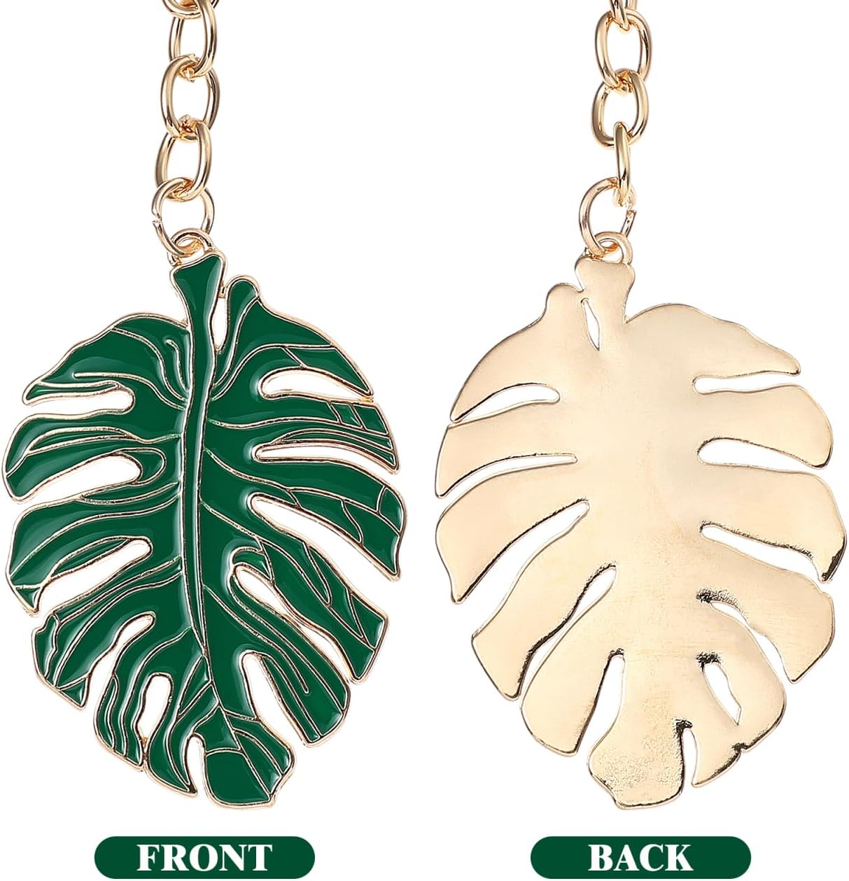 Palm Leaf Keychain, Metal Tropical Green Leaf Keyring, Hawaiian Party Favor Monstera Plant Bag Charm Backpack Accessories Hanging for Women Birthday
