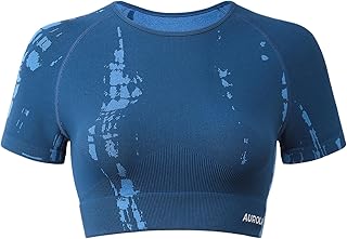 AUROLA Camiseta feminina de treino Serpent Snake sem costura, manga curta, cropped para academia, ioga, atlética