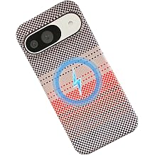 for Google Pixel 9 Pro Case, MagSafe Aramid Fiber Ultra Thin Aluminum Camera Protective Case, Grey