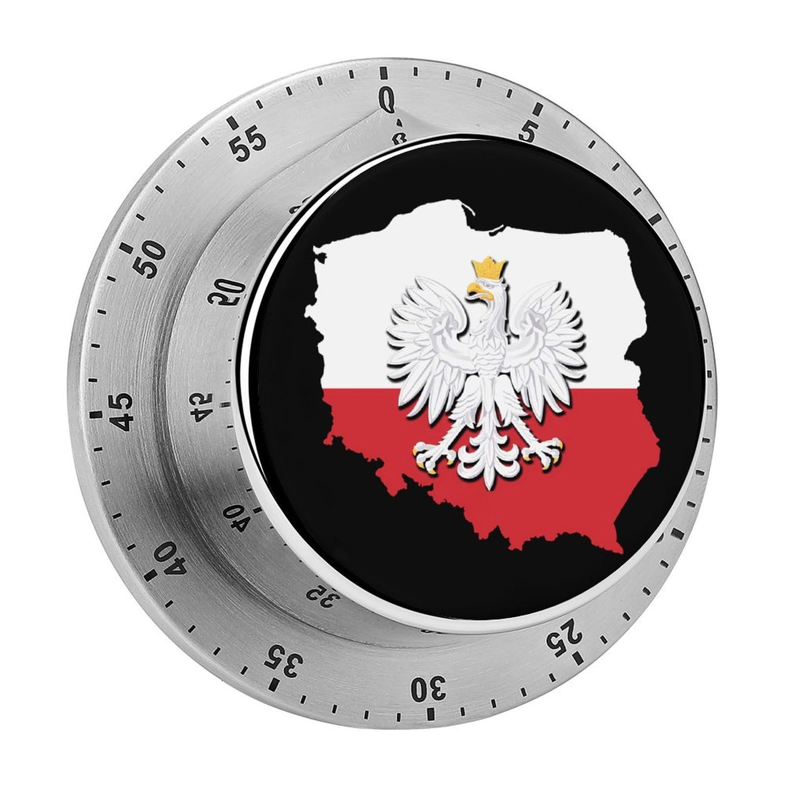 Poland Map Polish Flag Polska Mechanical Timer with Alarm for Kitchen Cooking Productivity Stainless Steel Timers
