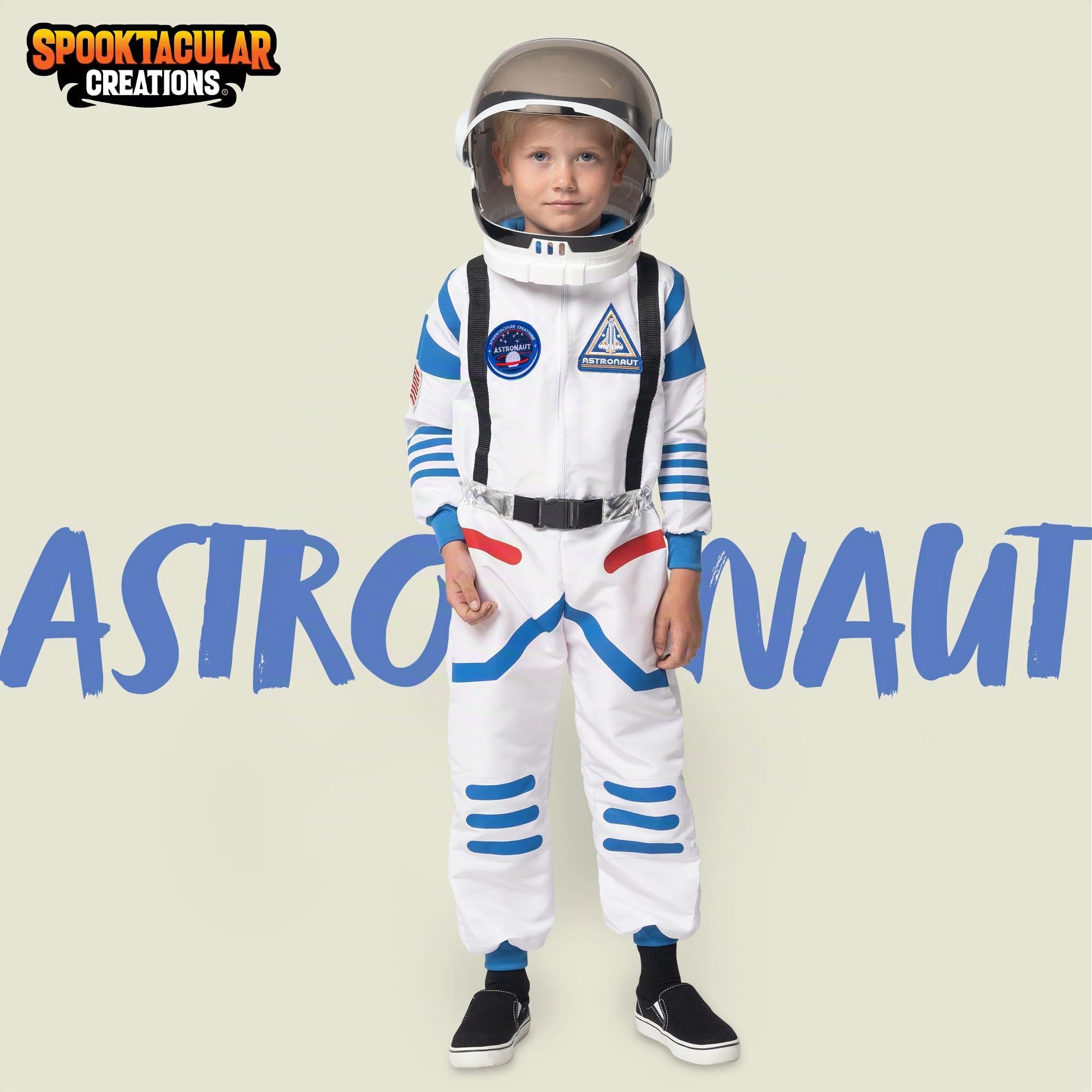 Spooktacular Creations Disfraz de astronauta blanco y negro unisex para Halloween, disfraz de piloto