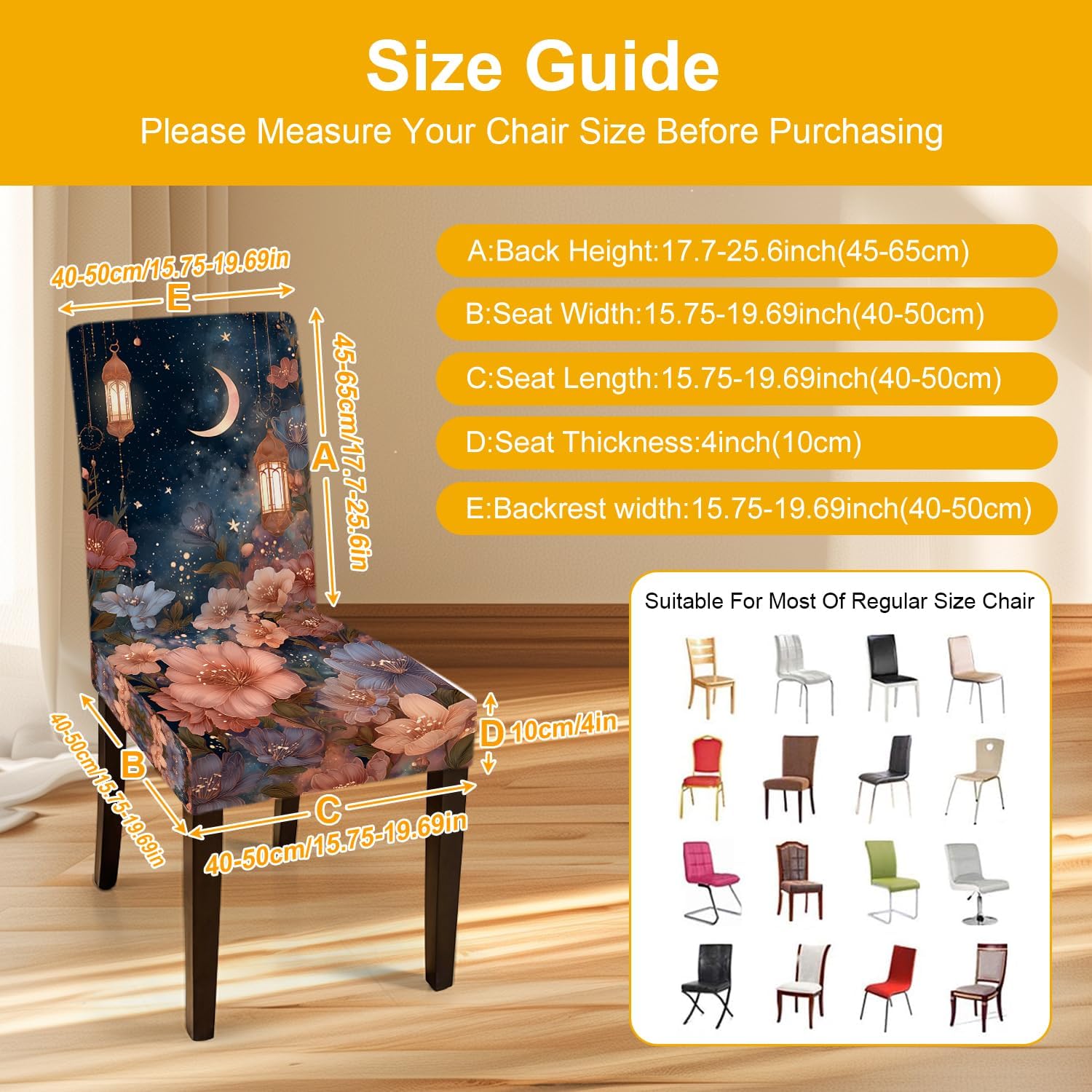 Easter Festive Decorations Chair Covers St. Patrick's Day Chair Back Cover Stretch Ramadan Seat Cover for Dining Room,Party,Banquet,Hotel,Ceremony (4, Ramadan-3)