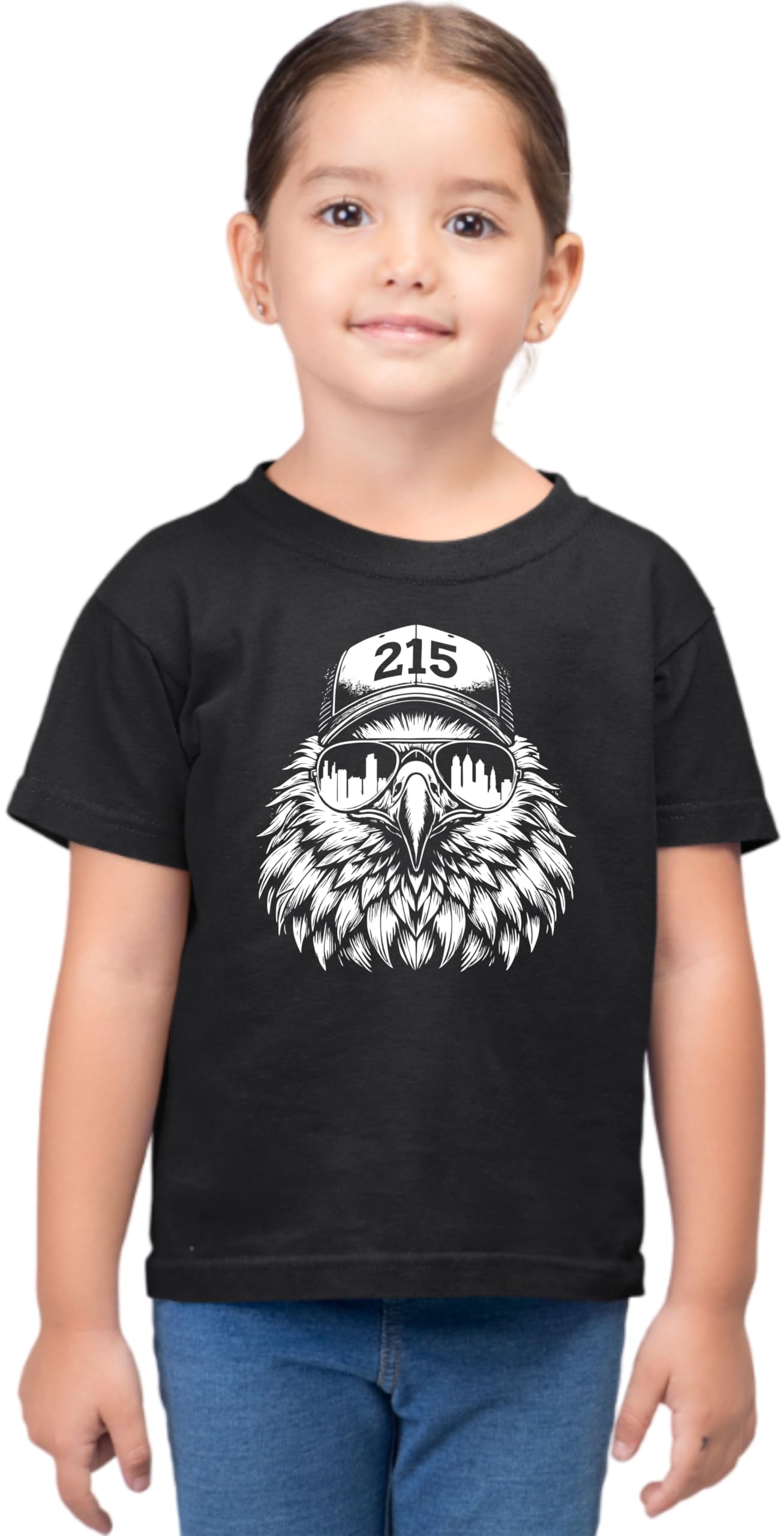 2T Black Toddler Eagle Wearing 215 Hat and Sunglasses Toddler T-Shirt