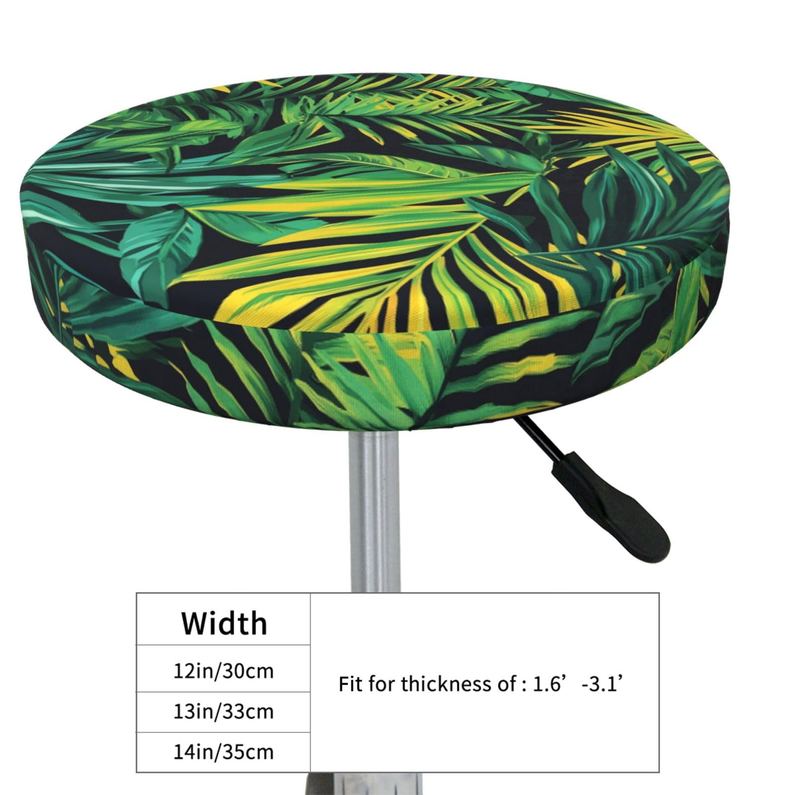 FireDeer Colorful Tropical Leaves Pattern Round Bar Stool Cover Waterproof Stool Slipcover Anti-Slip Seat Cover Cushion 13 Inch