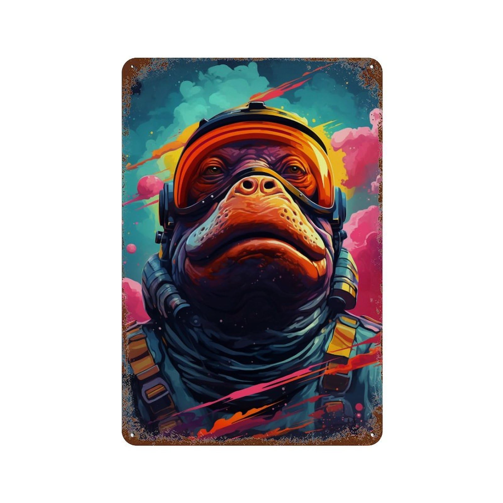 Space Frog Adventure Rustic Tin Plaque 11.8"x7.9", Classic Wall Plaque for Garage, Pub Or Kitchen