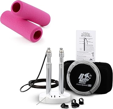 Buddy Lee Aero Speed 2.0 Jump Rope Bundle Adjustable High-Speed Rope + Handle Grips | Tangle-Free, Lightweight for CrossFit, Double Unders, and Fitness Training