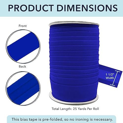 Miniatura 158 de Mandala Crafts Cinta al bies de un solo pliegue de 5/8 pulgadas para coser, acolchar, tuberías, dobladillo, manta y encuadernación de colcha, cinta