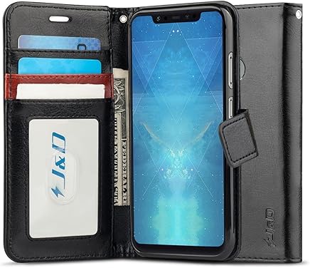 JD Xiaomi Mi 8 Funda, [Protecci?n de Cartera] [Soporte Plegable] Funda Pesada Resistentes Billetera para Xiaomi Mi 8 - Negro