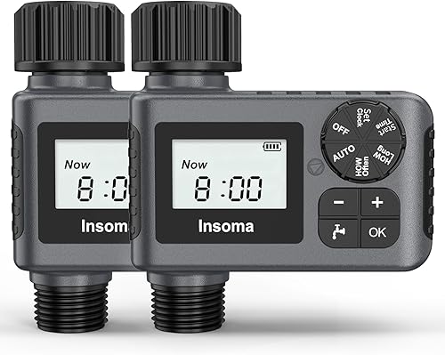 Miniatura 12 de Insoma Temporizador de agua con entrada y salida de latón, 2 zonas independientes, temporizador de manguera al aire libre para grifo de jardín