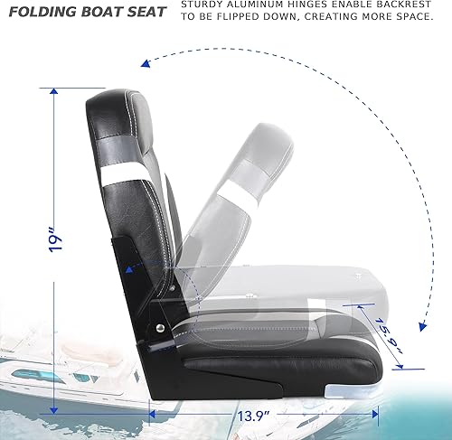 Miniatura 9 de SUNDGORA Un par de nuevos asientos plegables de barco con respaldo bajo, tornillos de acero inoxidable incluidos, camuflaje (2 asientos)
