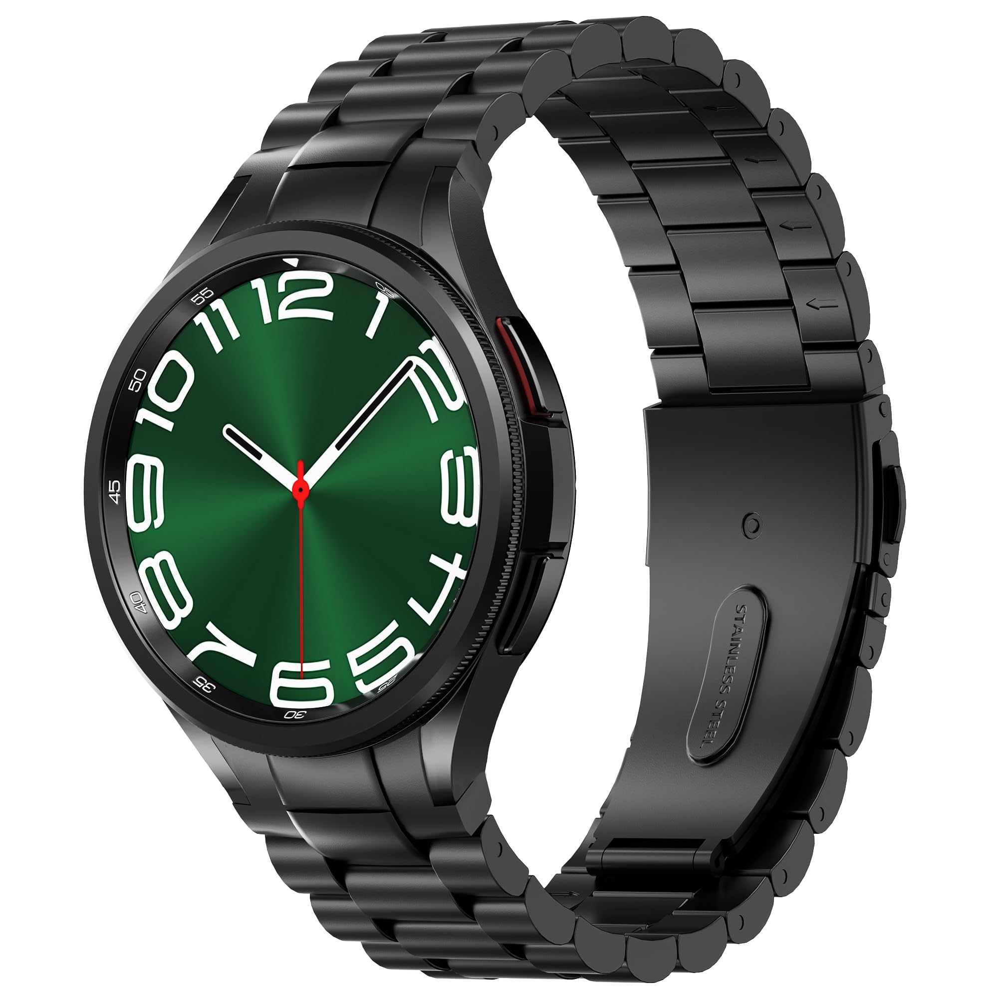 SUNDAREE One Click Cinturino Compatibile con Samsung Galaxy Watch 7/6 Classic 47MM/5 Pro/FE,No Gap Uomo Metallo Acciaio Orologio Cinturini Band per Watch 7/6/5/4 44MM 40MM 43MM 45MM 46MM 42MM LTE,Nero