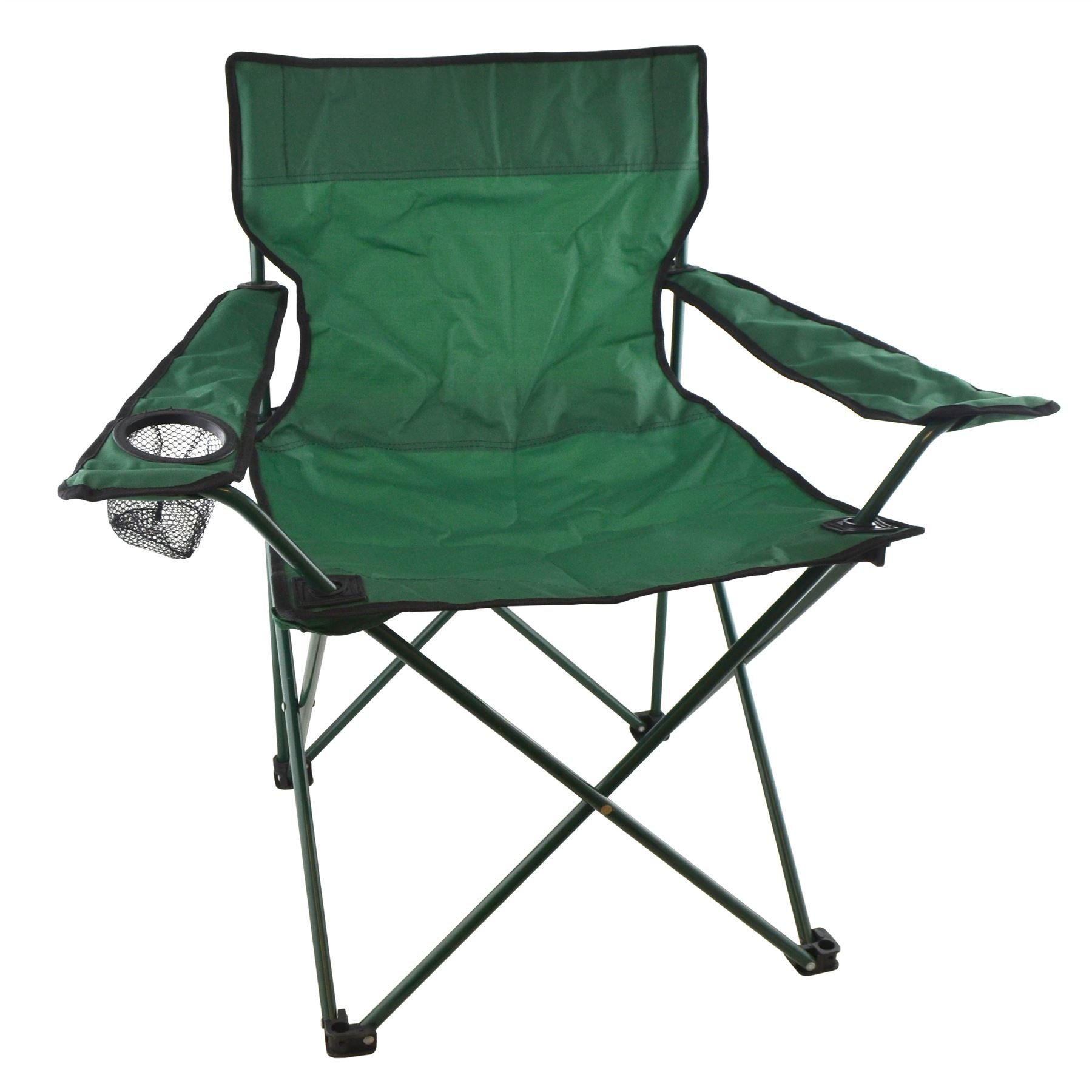 Chaise de camping pliante en toile verte avec porte-gobelet AB Tools CMP28