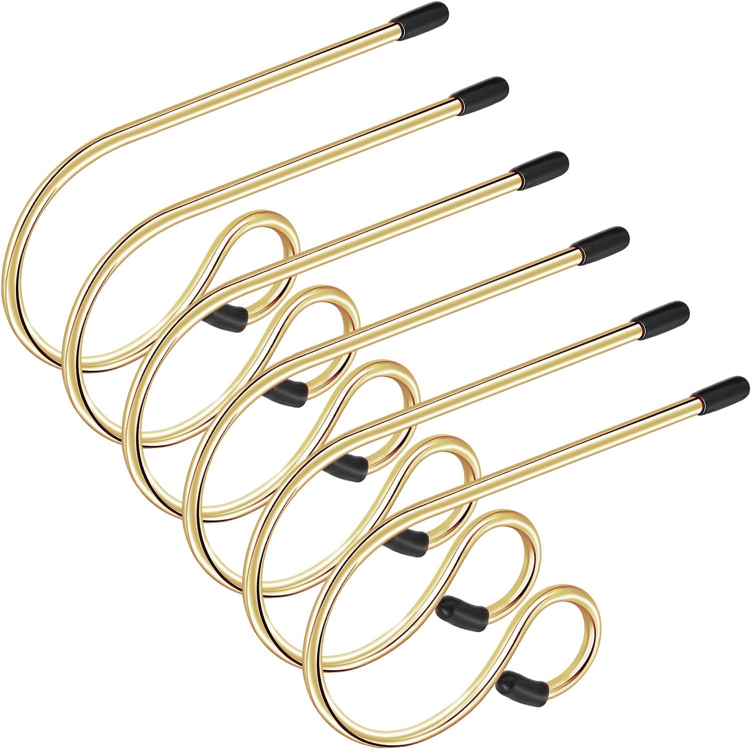 Boao 6 Pieces Christmas Stocking Holders Stockings Hanger Christmas Metal Hook Hanger for Christmas Party Decoration (Gold)