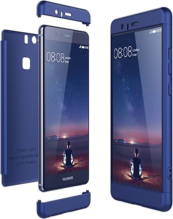 CE-Link Funda para Huawei P9 Rigida 360 Grados Integral, Carcasa Huawei P9 Silicona Snap On Dise?o Antigolpes Choque Absorci?n, Huawei P9 Case Bumper 3 en 1 Estructura - Azul