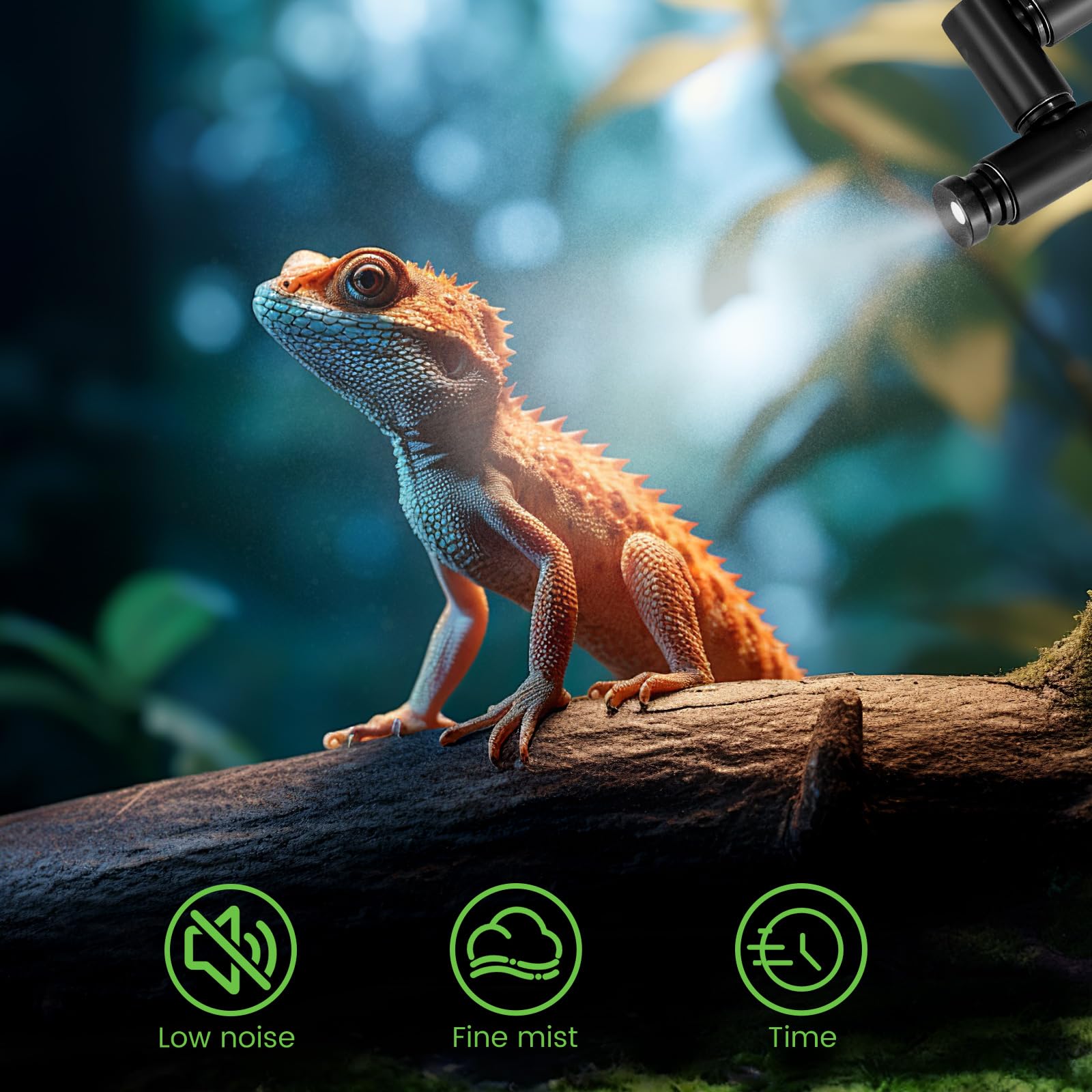 Sistema de Riego de Terrario, Humidificador de Reptiles con Temporizador y Cabezal Ajustable de 360° Humidificador Inteligente para Reptiles Nebulizador Automático para Camaleones