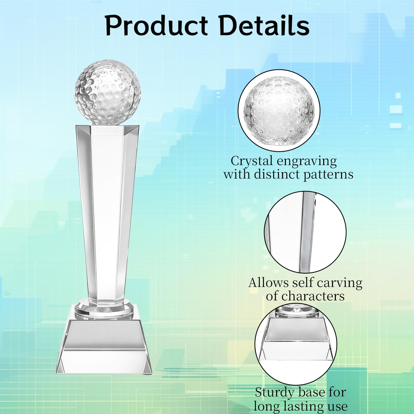 Kristallglas-Trophäe mit Geschenkbox, Turniertisch, Desktop-Dekoration, groß, für Vatertag, Geburtstag, Jahrestag, 3 Stück