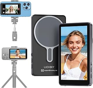 Vlog Selfie Monitor Screen, Vlog Magnetic 4K 60fps Video Recording for iPhone & Android, Wireless Screen Mirroring with Re...