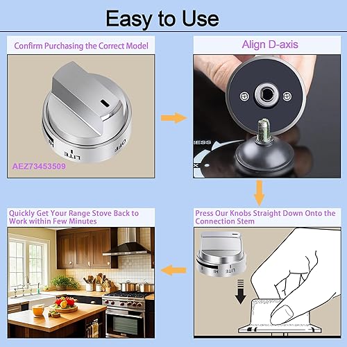 Miniatura 4 de AEZ73453509 Perillas de control de quemador de repuesto compatibles con estufa de gas LG, horno, pomos de rango, reemplazo para AEZ72909008,