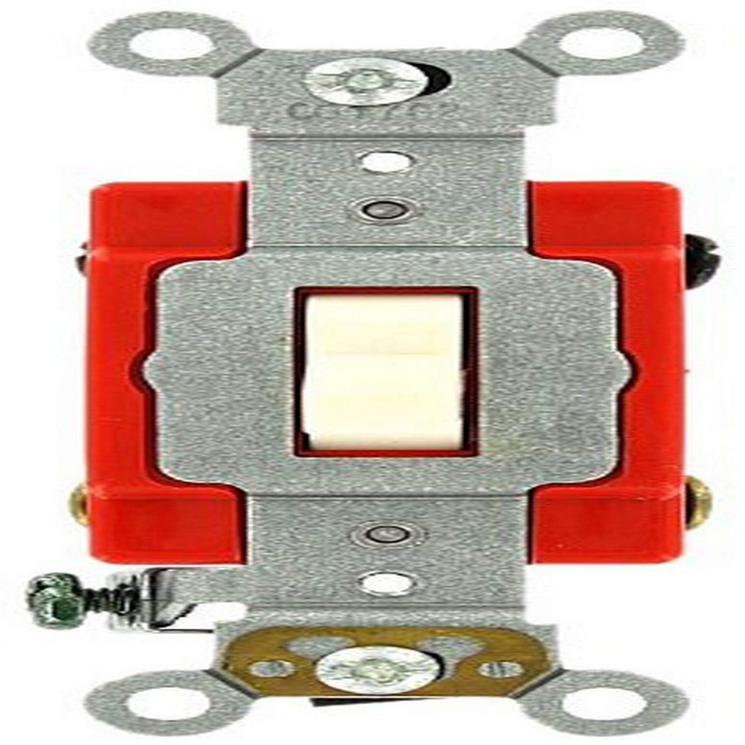 Leviton 20 Amp, 120/277 Volt, Toggle 4-Way AC Quiet Switch, Extra Heavy Duty Grade, Self Grounding, Back and Side Wired, 1224-2R, Red