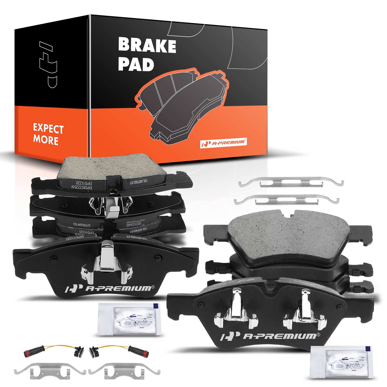 A-Premium Front & Rear Disc Brake Pads Set Compatible with Mercedes-Benz R320 R350 R500 GL320 GL350 GL450 GL550 G55 AMG ML320 ML350 ML450 ML500 8-PC Set