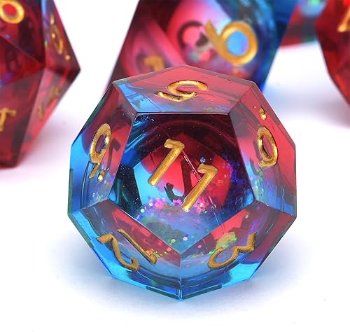 Miniatura 4 de Dungeons and Dragons - Juego de dados de núcleo líquido D&D, juego de dados de resina poliédrica DND, utilizado para juegos de rol, juego de dados