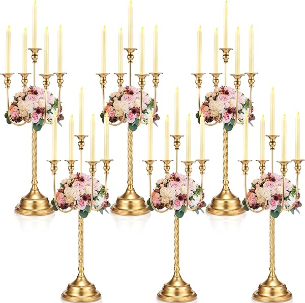 Rtteri Set of 6 Gold 5-Arm Candelabras for Parties