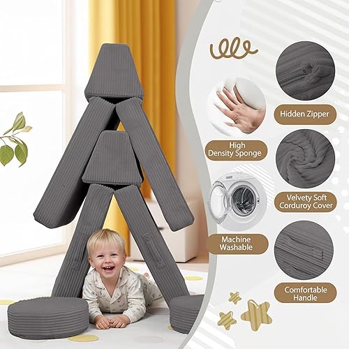 Miniatura 150 de MeMoreCool Sofá modular de 8 piezas para niños, sofá de espuma convertible rosa para sala de juegos Rosa (Dusty Rose),Verde bosque,2-marino,Azul