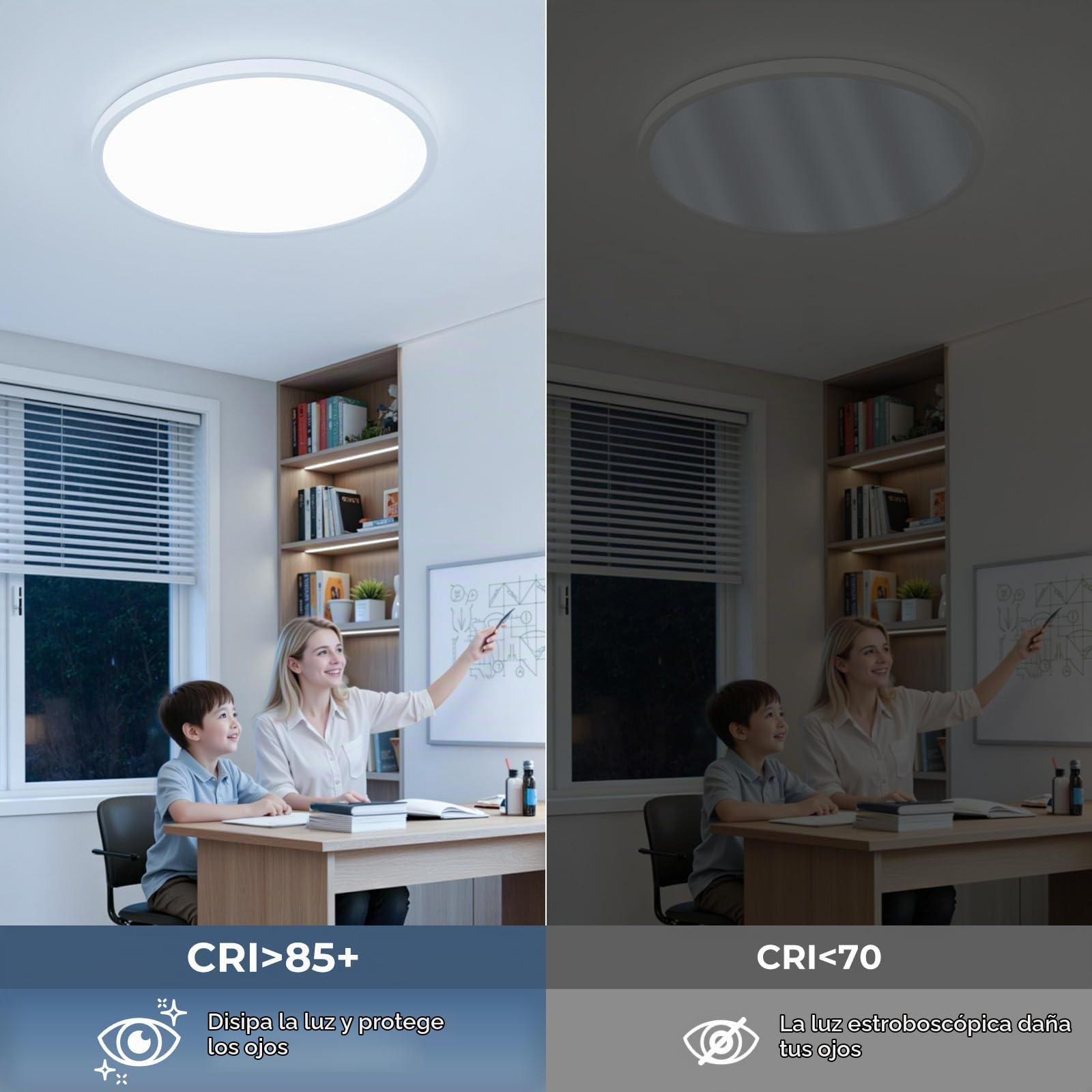 Lampara de Techo LED 52W 50CM Blanco, 5200LM Plafon LED Redondo Moderno 6500K Luz Fría para Dormitorio, Salon, Cocina y Baño