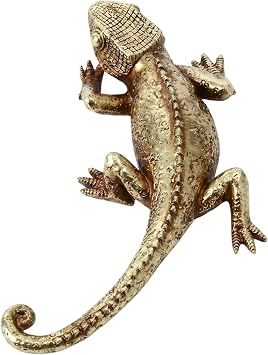 CECKQUE Gold Lizard Wall Decor Accents 3D Insect Figurine Small Wall Sculptures Art for Gallery Living Room Bedroom Bathroom Decorations (Gecko)