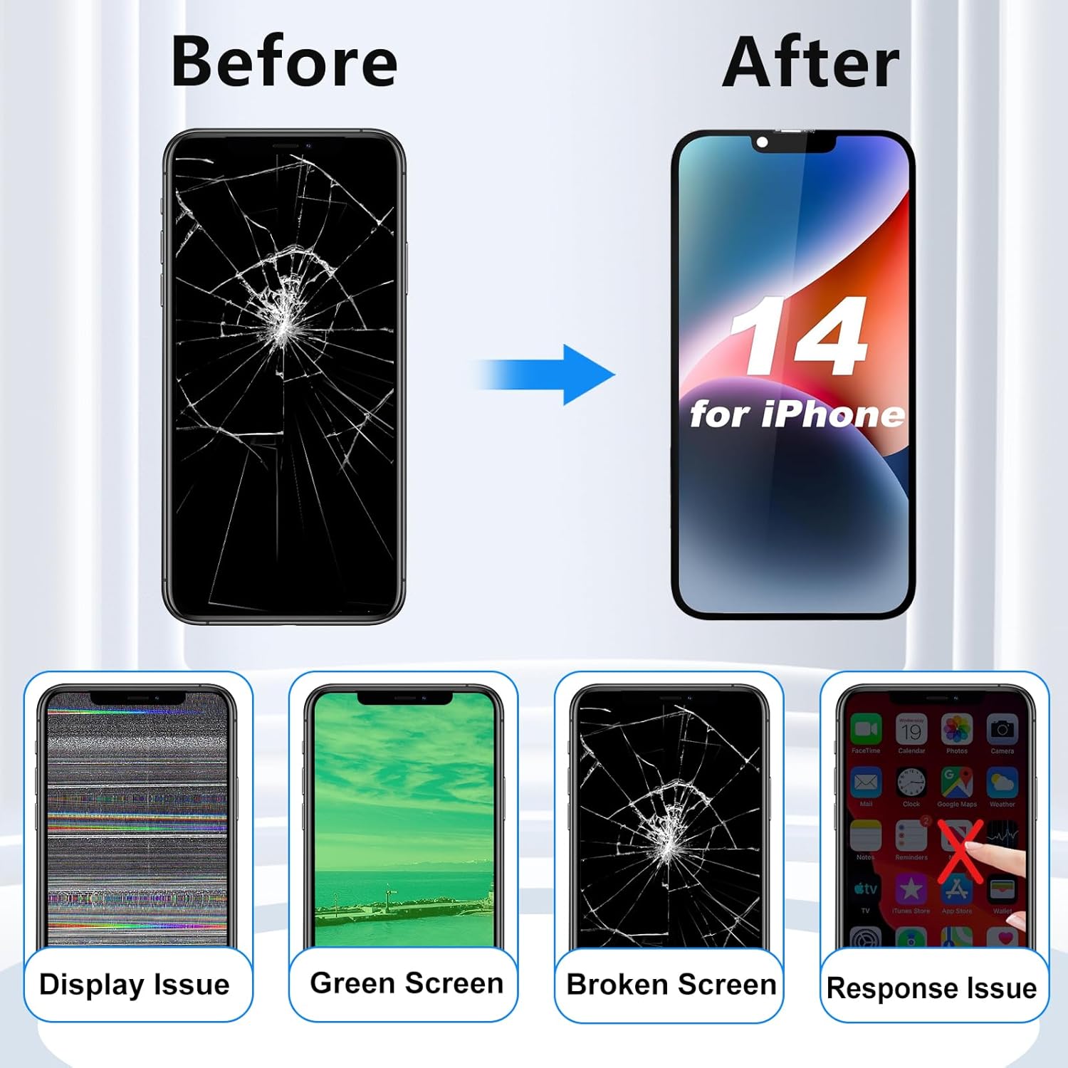 MP+ for iPhone 14 OLED Screen Replacement,[Face ID] 3D Touch Screen Display Digitizer Assembly with Waterproof Adhesive Tape and Repair Tools Kit[120hz]