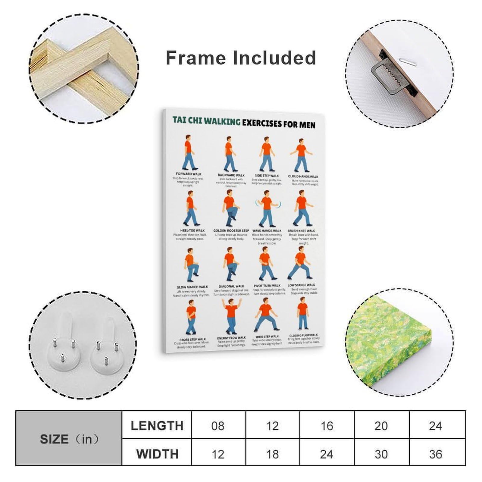generisch Tai Chi Walking ExercisesModernas Impresiones en Lienzo, Cuadros Decorativos Para Habitación de Niños o Niñas, Murales Para Sala De Estar Y Pinturas Con Motivos Festivos 30.5 x 45.5