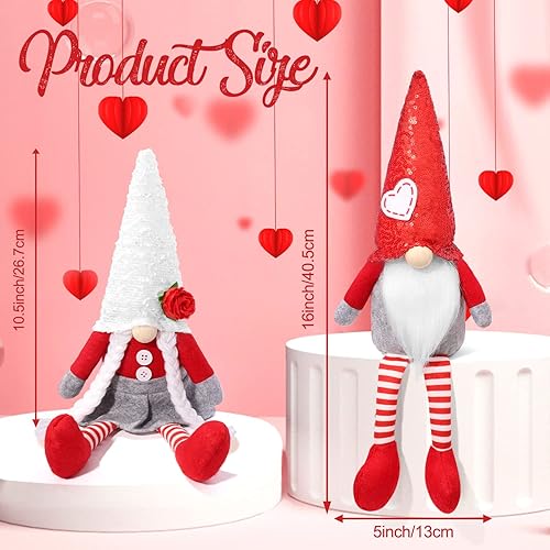 Vista 9 de BINSUNS Paquete de 2 gnomos de Navidad – Hecho a mano de peluche sueco Tomte Escandinavo Adornos Estatuilla Gnomos Regalos Ventana Hogar