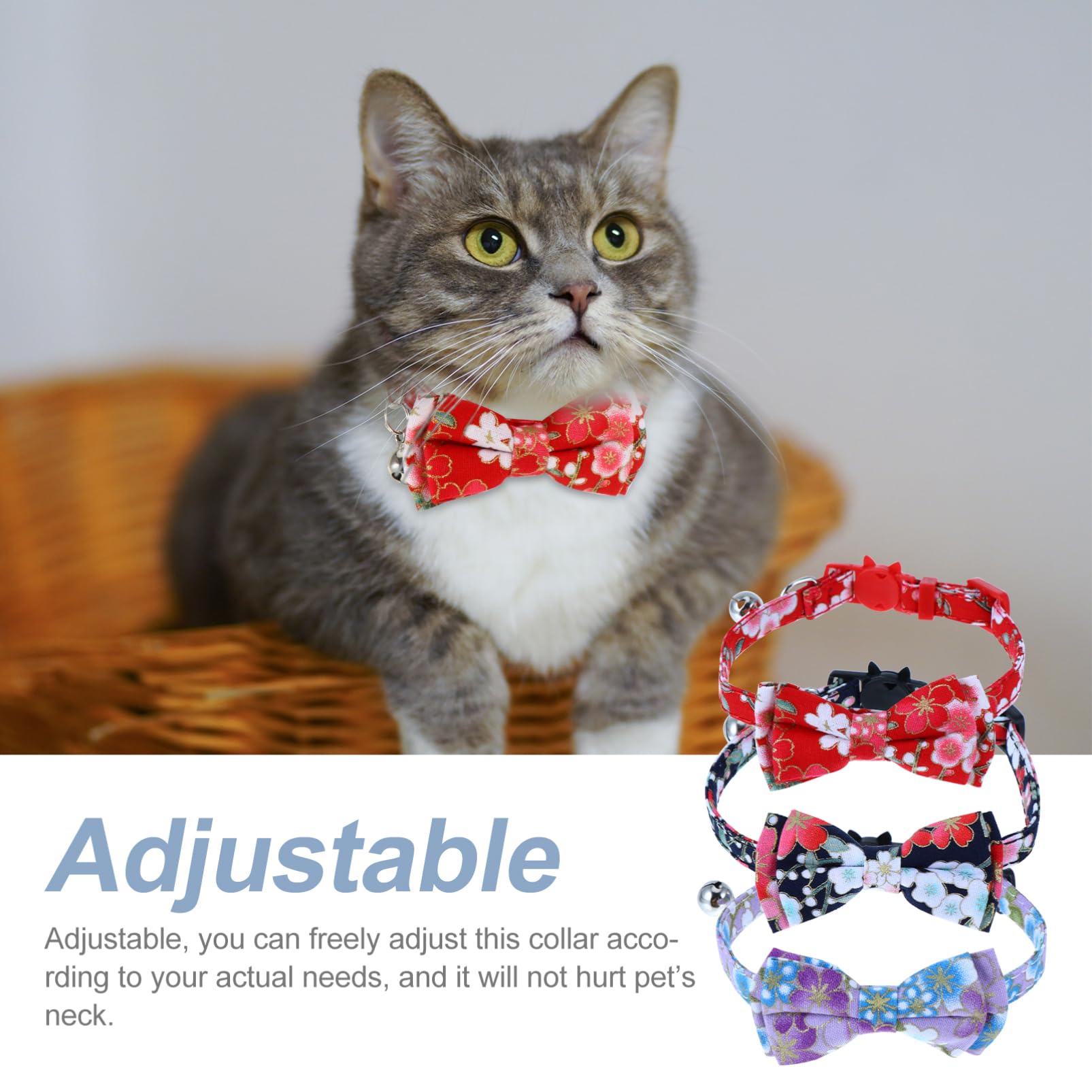 POPETPOP 9pezzi Collare Per Gatti Regolabile Con Campanellino e Fiocco Da Vivaci Accessori Per Cani e Gatti Adatti Feste e Occasioni Speciali