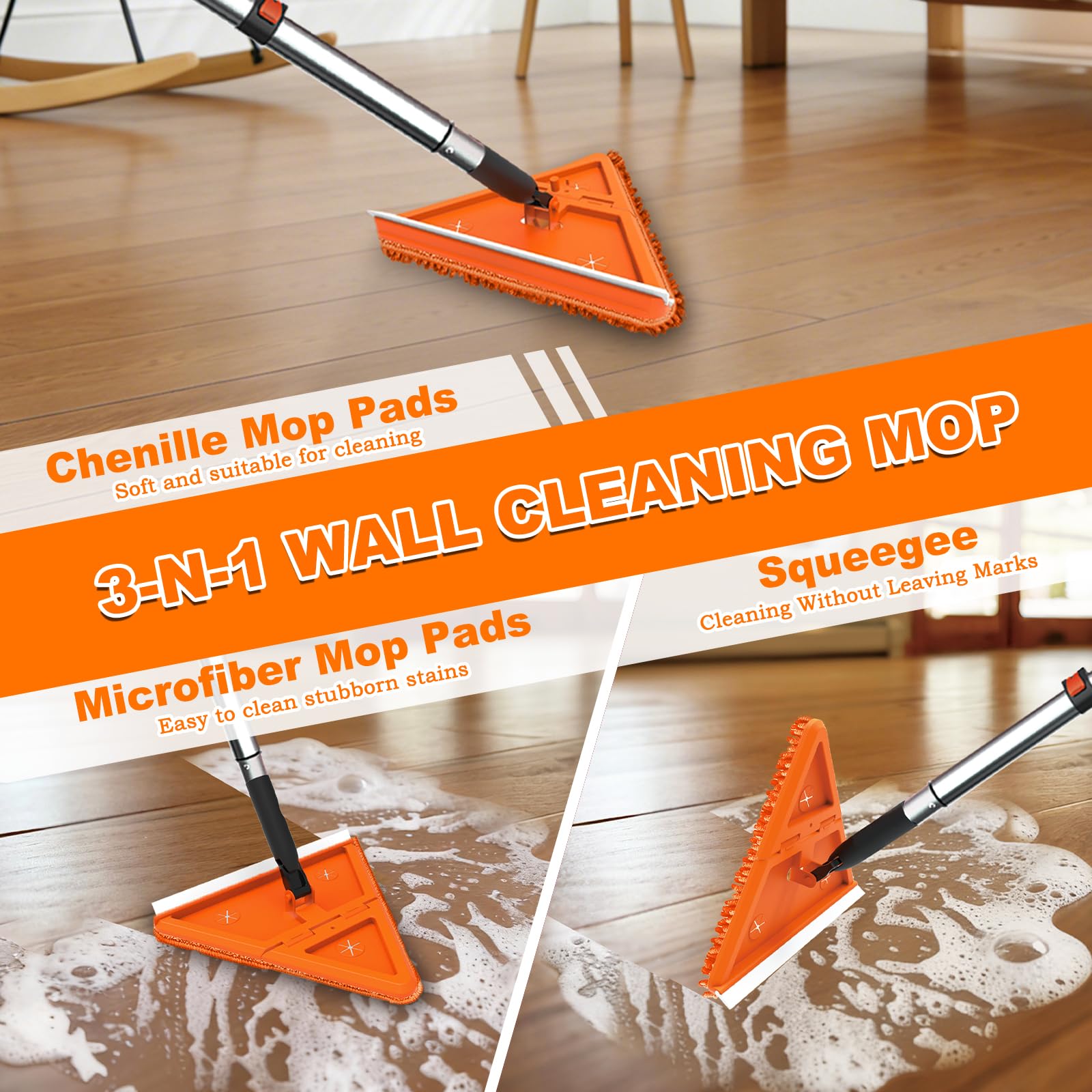 LAANPOLE Mopa limpiadora de pared para zócalos y techos de 6 m de altura