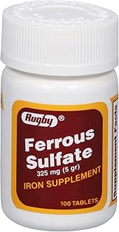 RUGBY LABORATORIES - Ferrous Sulfate 325 mg. - 100 Tablets