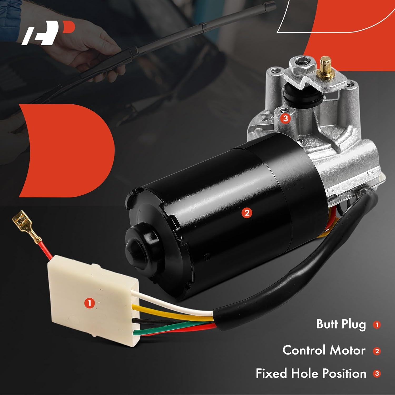 A-Premium Front Windshield Wiper Motor Compatible with Volkswagen Beetle 1972-1978, Super Beetle 1971-1972, 4-Pin, Standard Version, Left Hand Drive