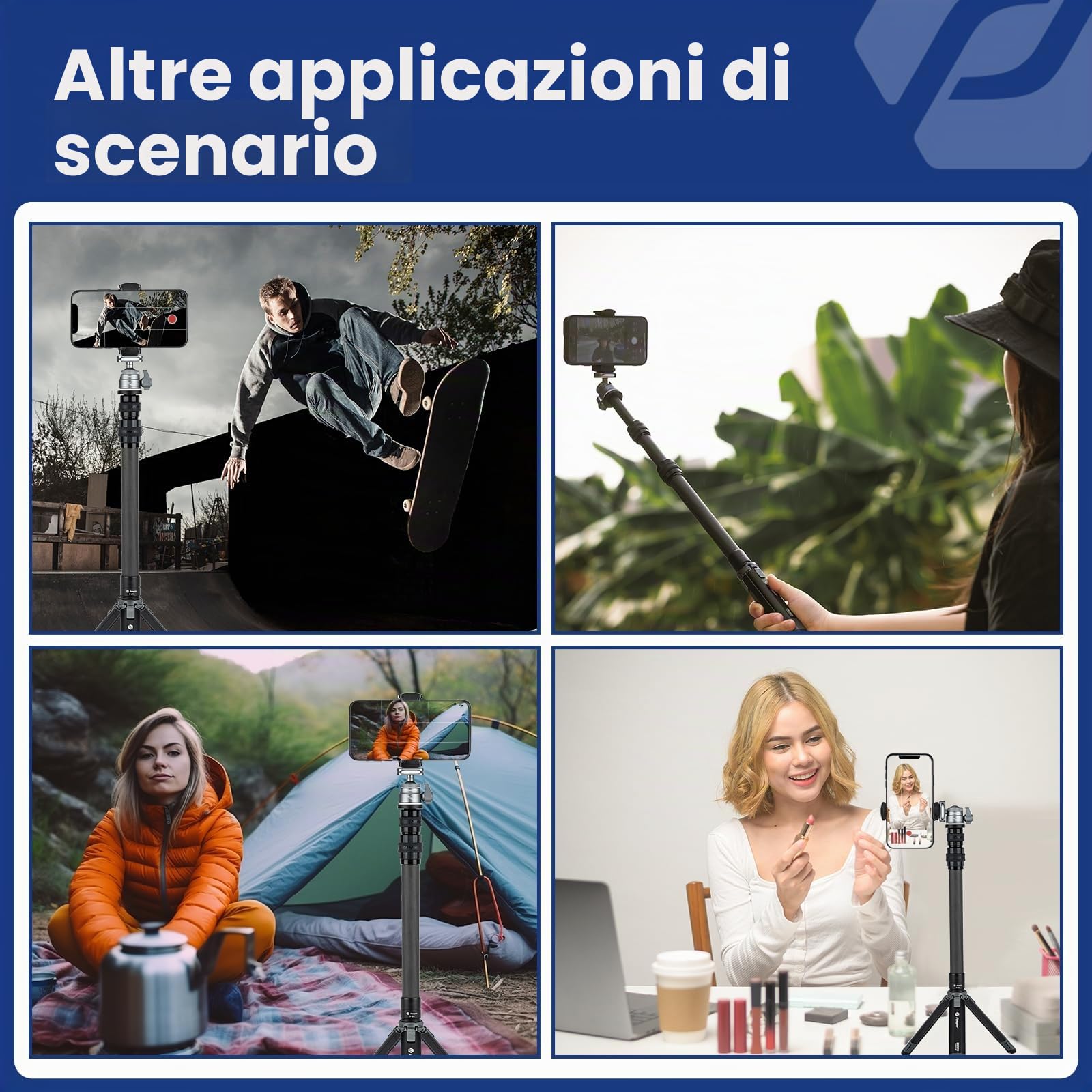 Fotopro Mini treppiede per fotocamera con testa a sfera Cloum centrale in fibra di carbonio a 2 sezioni Treppiede da tavolo estensibile per Nikon Sony iPhone Altezza massima 90 CM, carico fino a 3 kg