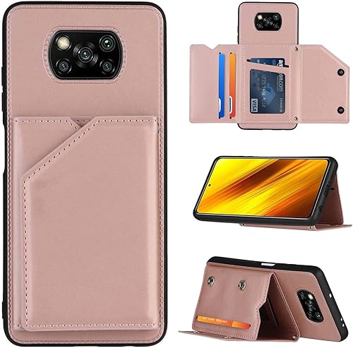 Funda compatible con Xiaomi Poco X3 NFC, soporte de piel sintética con ranura para tarjetas, compatible con Xiaomi Poco X3 ProPoco X3 Case 2 en 1