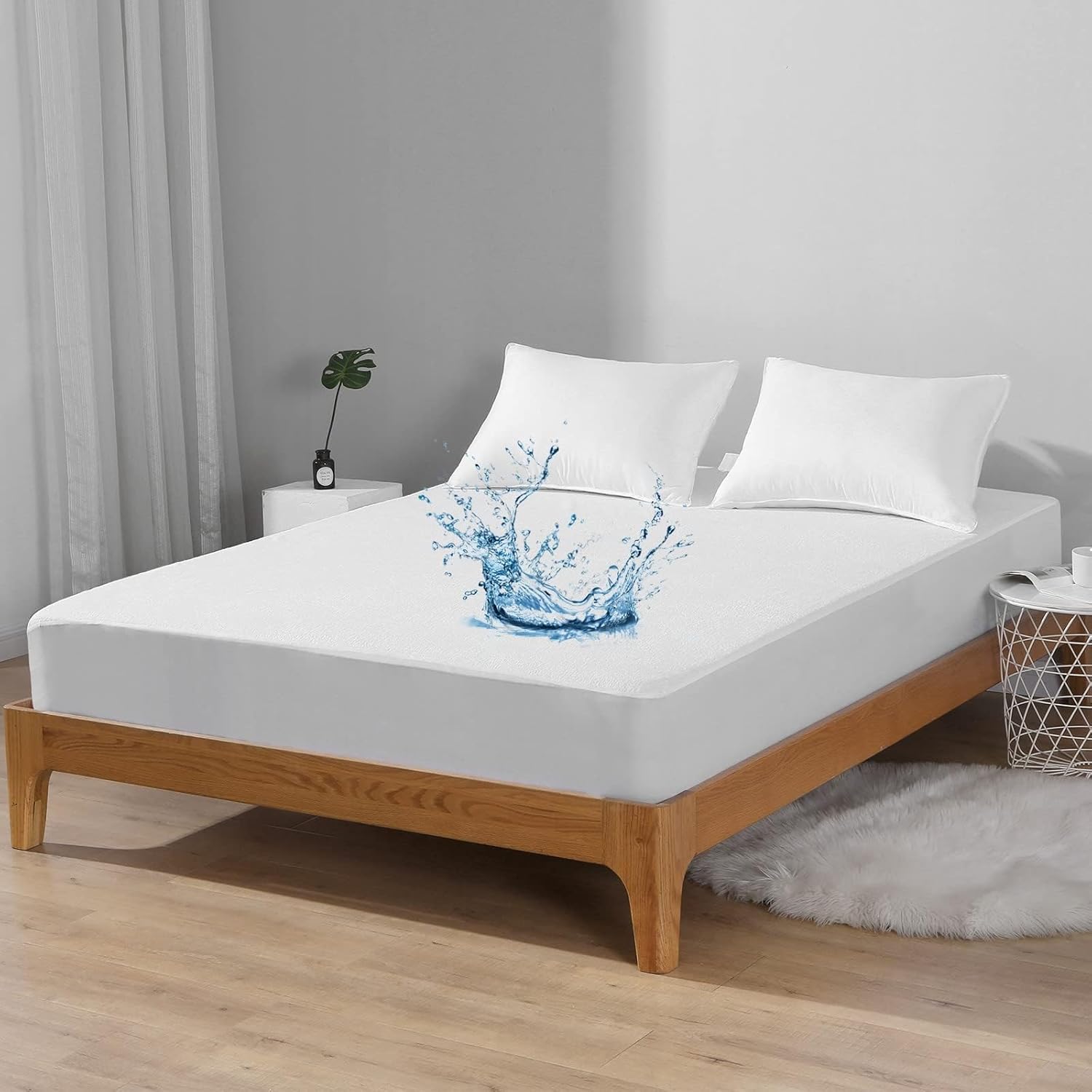 Sleeper Sofa Bed Waterproof Mattress Protector - Full White Fitted Style Mattress Protectors - Ultra Soft Cooling Sofa Mattress Pad Cover Smooth Noiseless Washable - Fits Mattresses Up to 6" Drop