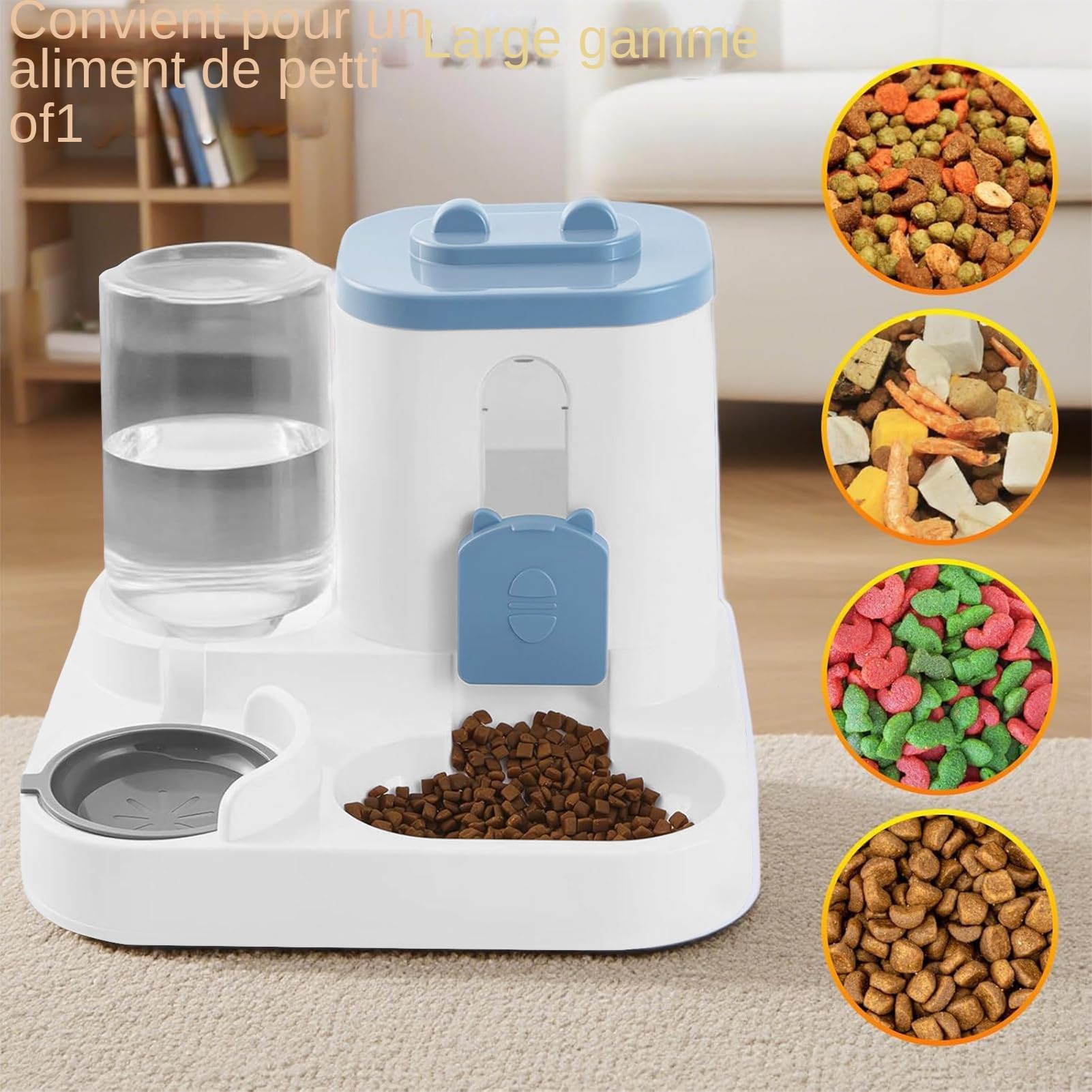 Distributore automatico 2 in 1 per gatti e cani, con serbatoio d'acqua e crocchette, mangiatoia e abbeveratoio grande capacità per animali domestici interni