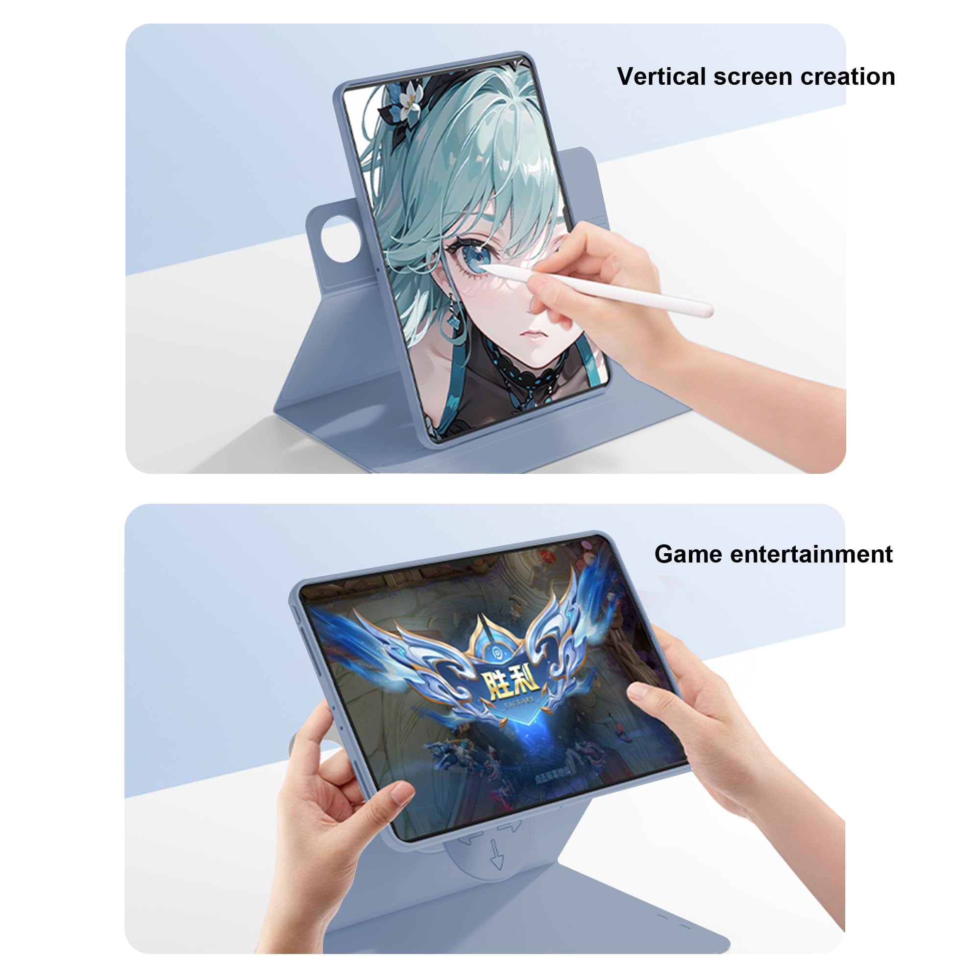 FDHYFGDY Cover per OnePlus Pad Go 2/OPPO Pad 5 Custodia Protettiva, [Ultra sottile e antiurto] Design Pieghevole a Forma di Y, SmartWake/Sleep, con Portapenne - Grigio