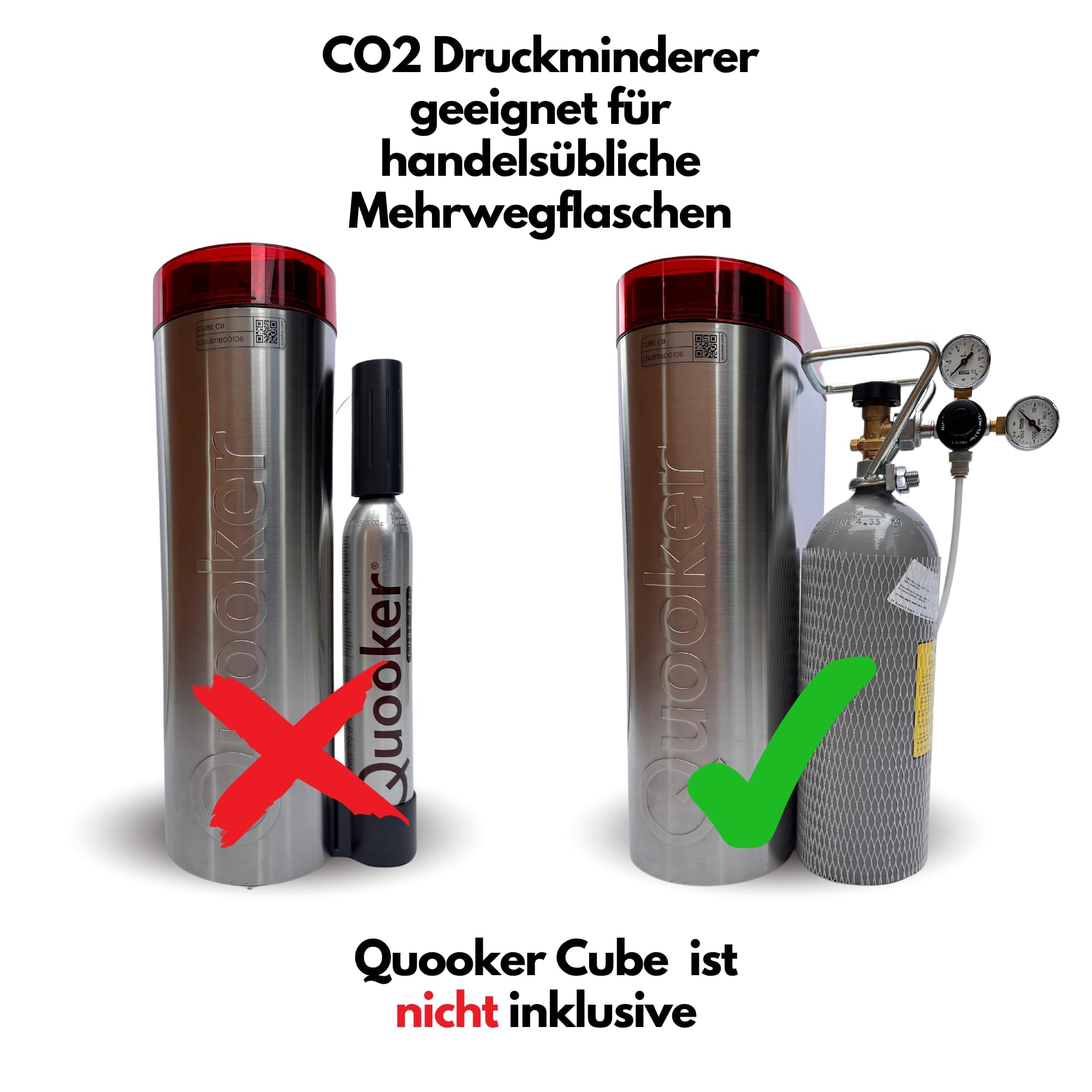 Reduktor ciśnienia CO2, w zestawie butelka 2 kg, nadaje się do systemu Quooker, saturatora