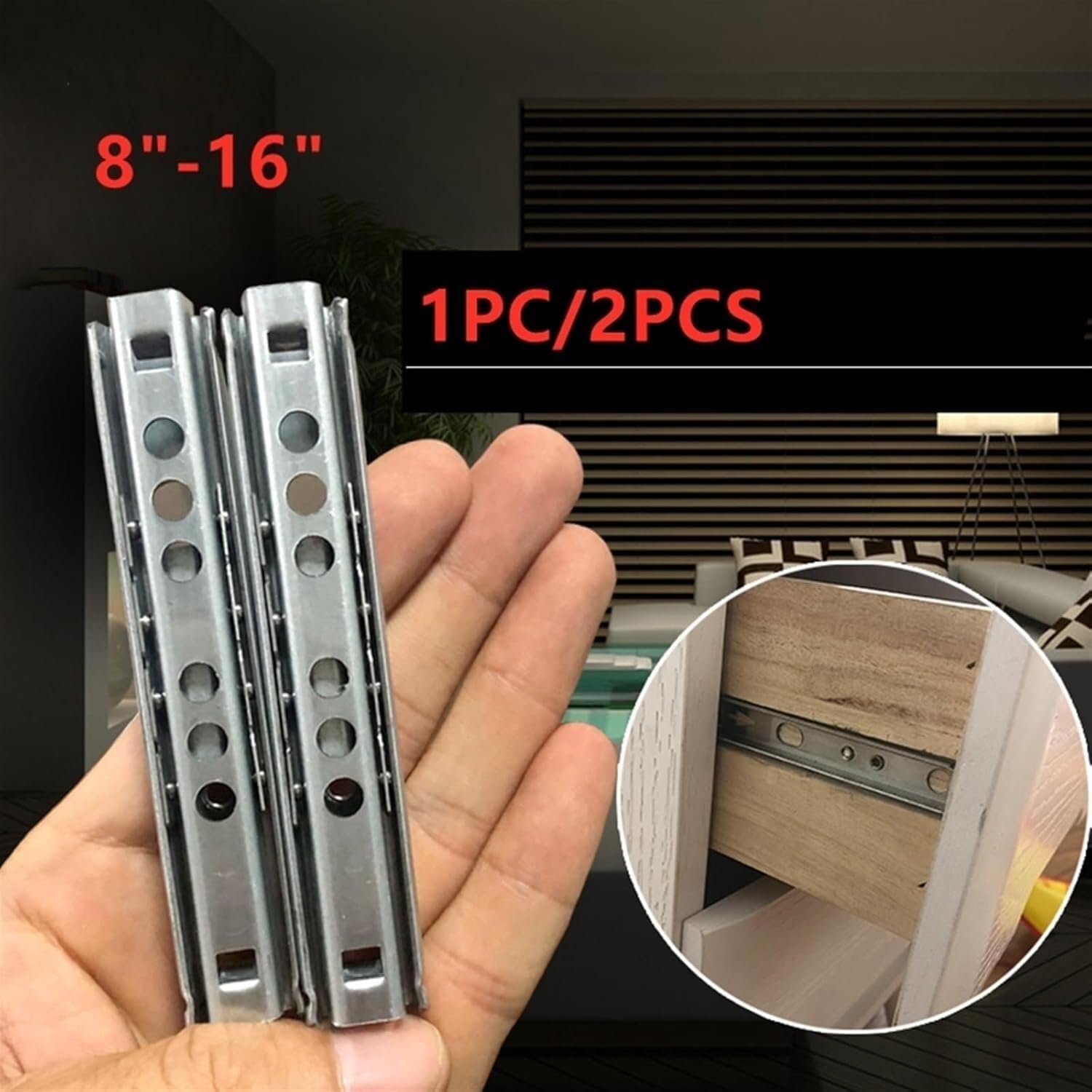 Drawer Runners SlidesTwo Section Ball Bearing Slides Furniture Slide Cabinet 2pcs (1pair)(278mm)