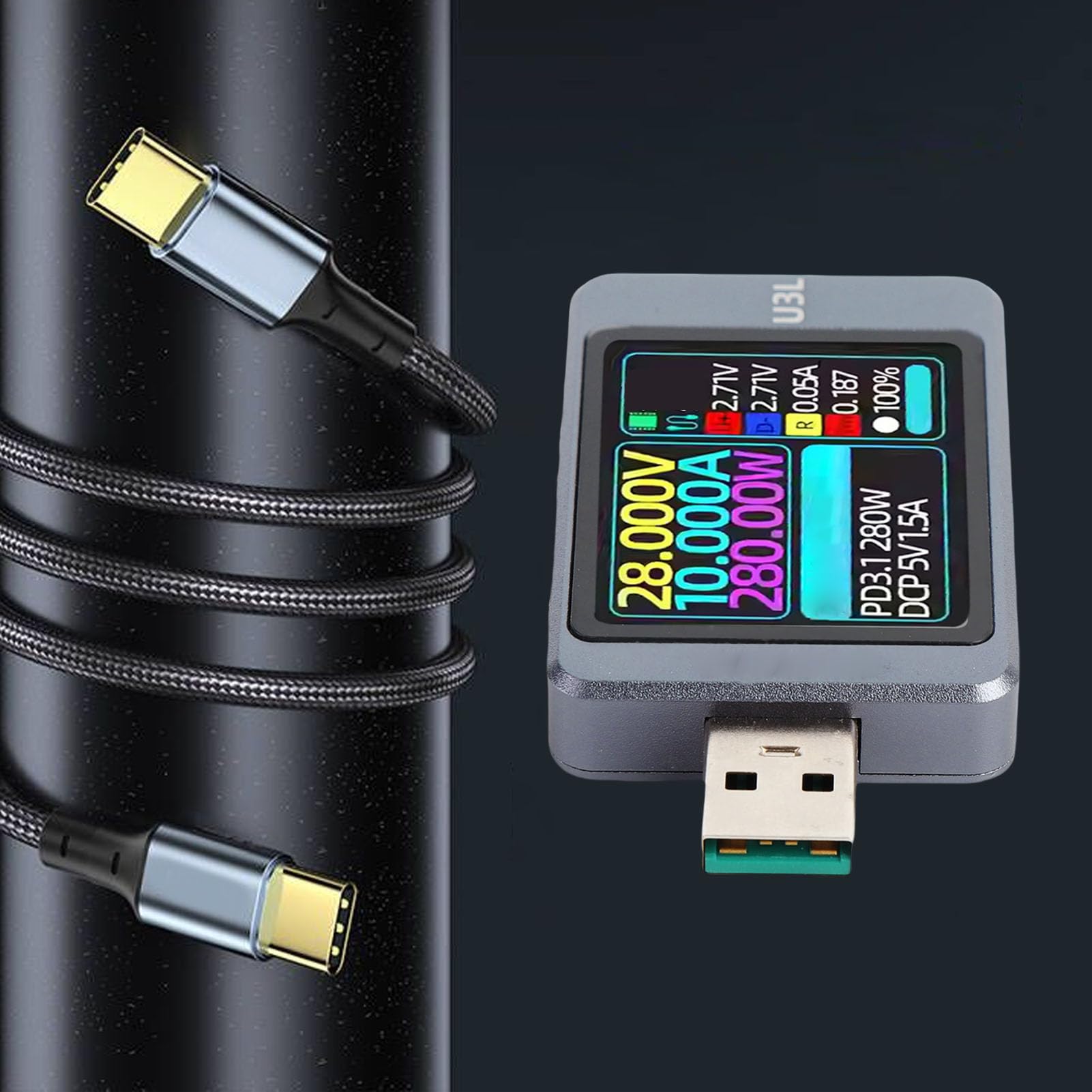 USB-Multimeter, Schnellladeprotokoll-Erkennung, USB-Tester für Technikbegeisterte, Gehäuse aus Aluminiumlegierung