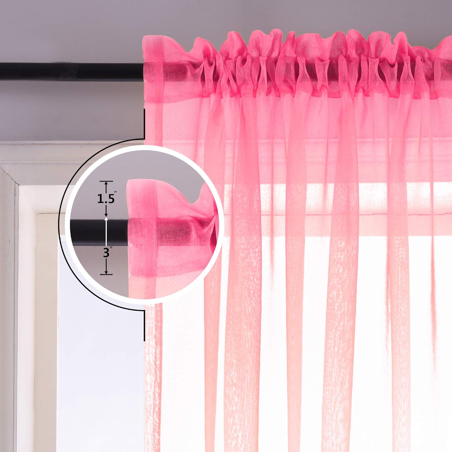 KOUFALL Pink and Grey Curtains for Bedroom Decor Set of 2 Panels Rod Pocket Ombre Window Sheer Curtains for Girls Room Decorations Baby Nursery Living Room 52 x 84 Inches Long Pink Gray