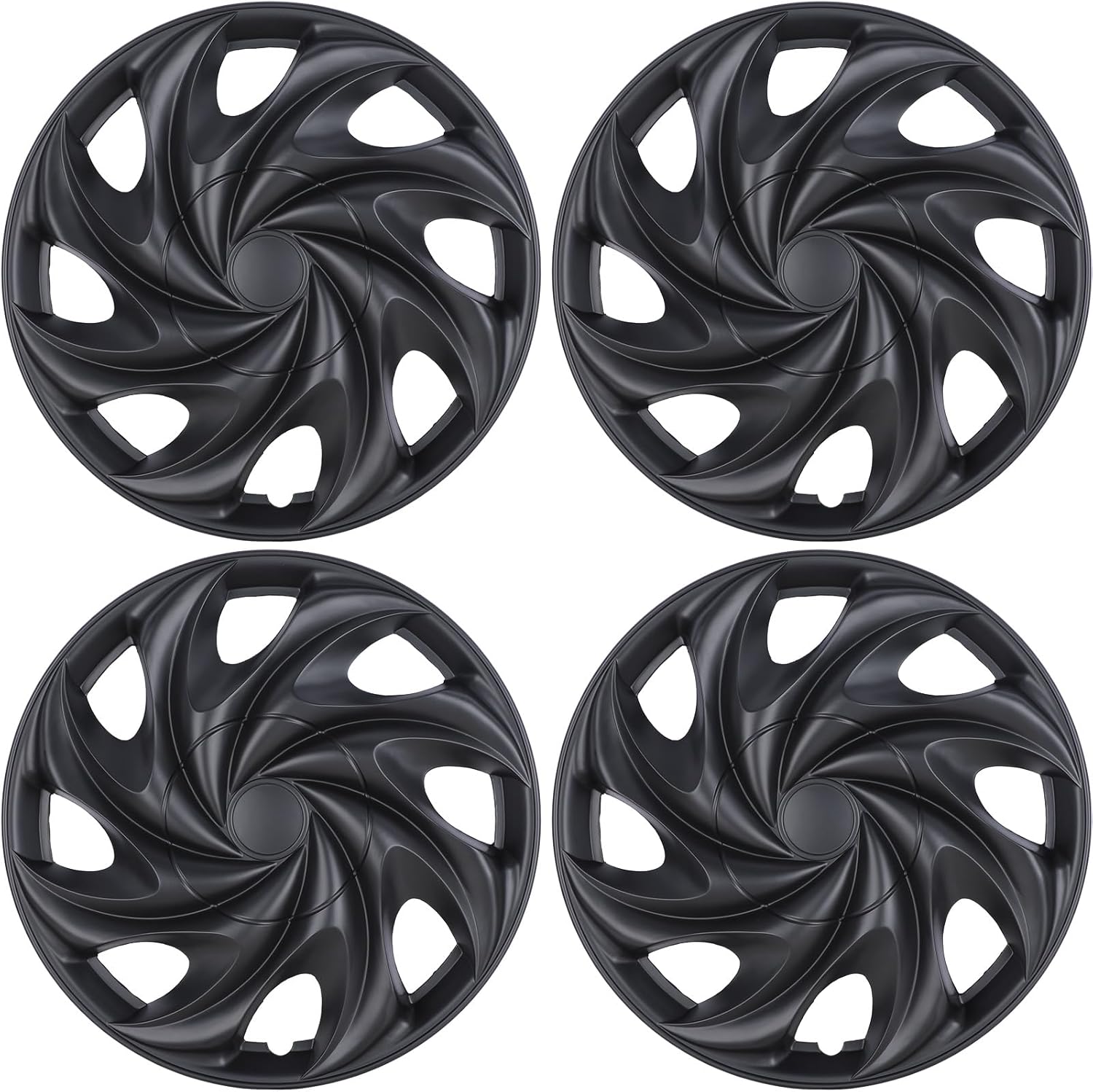 WOLFSTORM (4-Pack) Premium 15" Wheel Rim Cover Hubcaps OEM Style Replacement Snap On Car Truck SUV Hub Cap - 15 Inch Set, Abs,Steel, Acrylonitrile Butadiene Styrene(Matte Black)