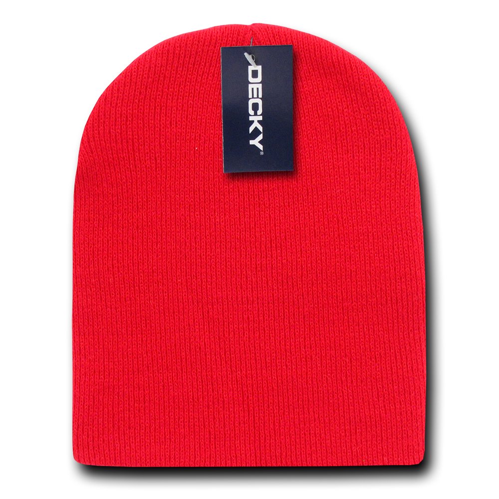 DECKY 614-RED Acrylic Short Knit Caps, Red